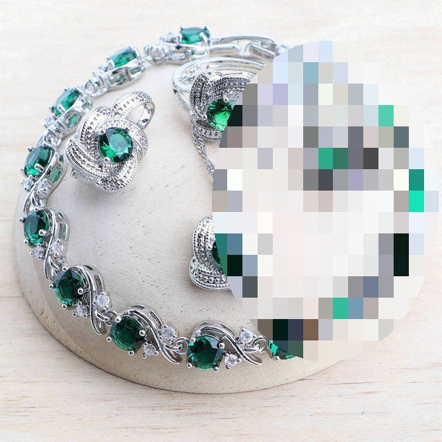 Blauer Zirkonia Schmuckset für Damen – 925er Sterlingsilber, ideal für Hochzeiten