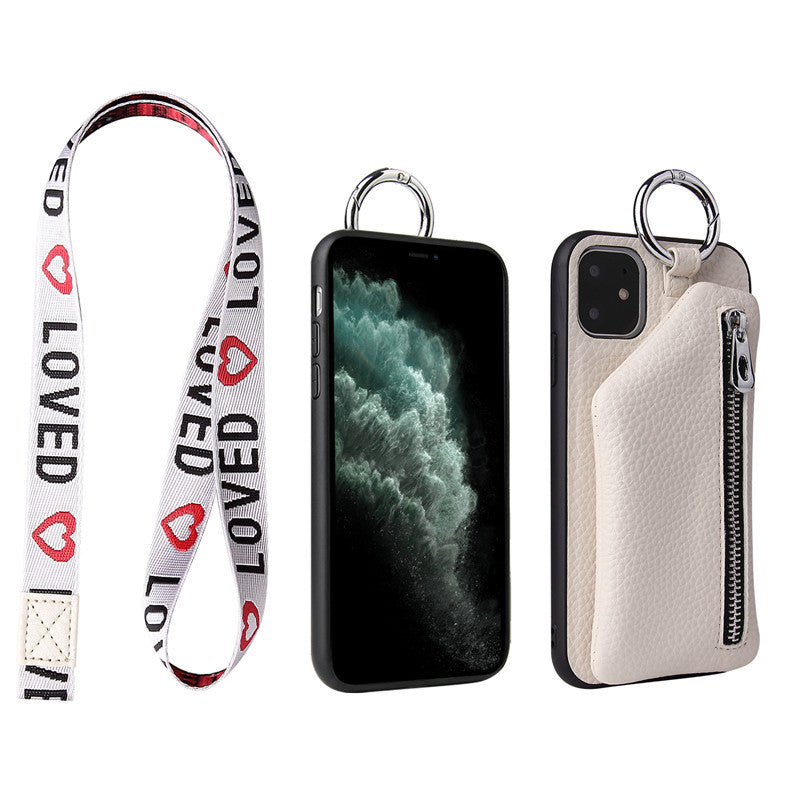 iPhone 11-14 Schutztasche/PU-Leder Trageriemen, Münztasche, Schutzhülle – Crossbody-, Halsband- & Brieftaschen-Case“