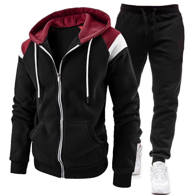 Herren Fashion Zip-Up Hoodie Set – Sportlicher Trainingsanzug mit Kapuze