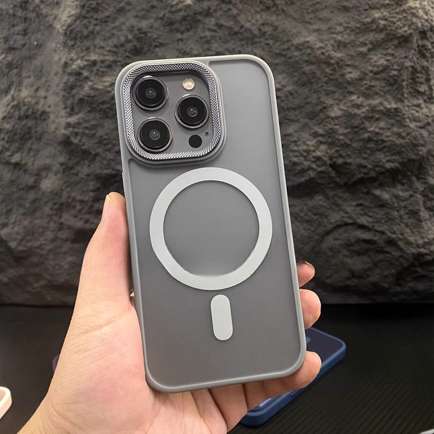 iPhone 11-16 Modelle/Hautgefühl Frosted Transparente Magnetische, tropfenfeste Schutzhülle