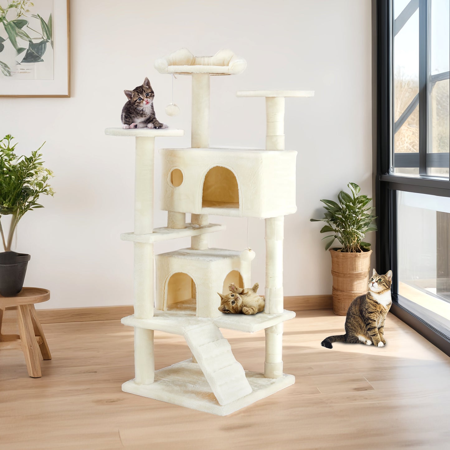 Moderner Katzenbaum in Beige oder Dunkelblau – Stilvolles Design für Ihr Zuhause