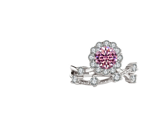 Moissanit-Ring für Damen aus Sterlingsilber mit Platinbeschichtung