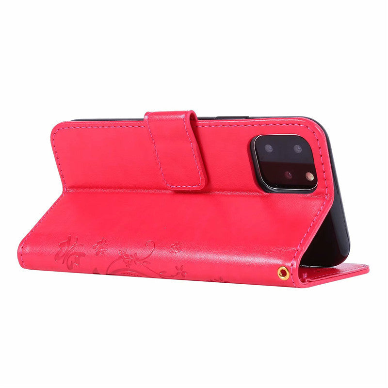 Schmetterling Geprägte Schutzhülle Ledertasche Flip Cover Smartphone-Hülle
