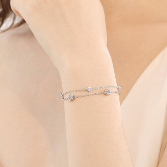 Doppelte Kreise Sternarmband Weibliche Mode Blauer Diamant