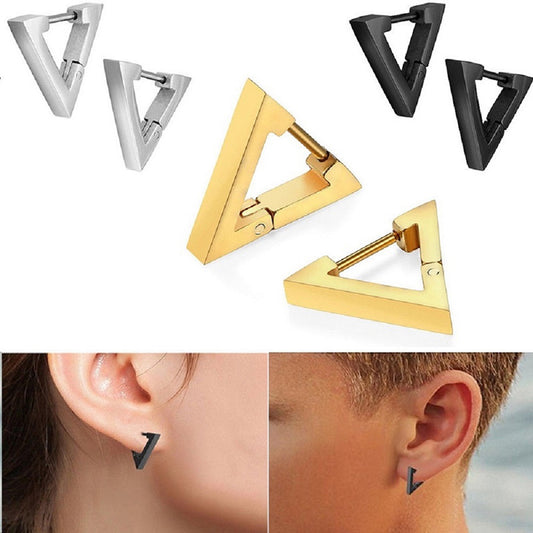 Edelstahl Kreative Creolen Dreieckige Ohrringe Modeschmuck Huggie Männer Punk Hiphop