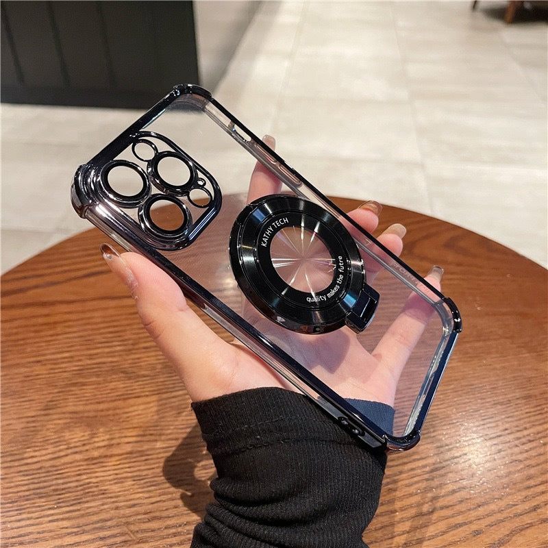 iPhone 14-16 Modelle/ Vier-Ecken-Fallschutzband Kurze Schwanzhalterung Transparent Mit Linsenschutz-Schutzhülle