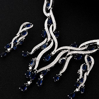 Neuer Kristallschmuck Zirkon Schmuck Set Quaste Anhänger