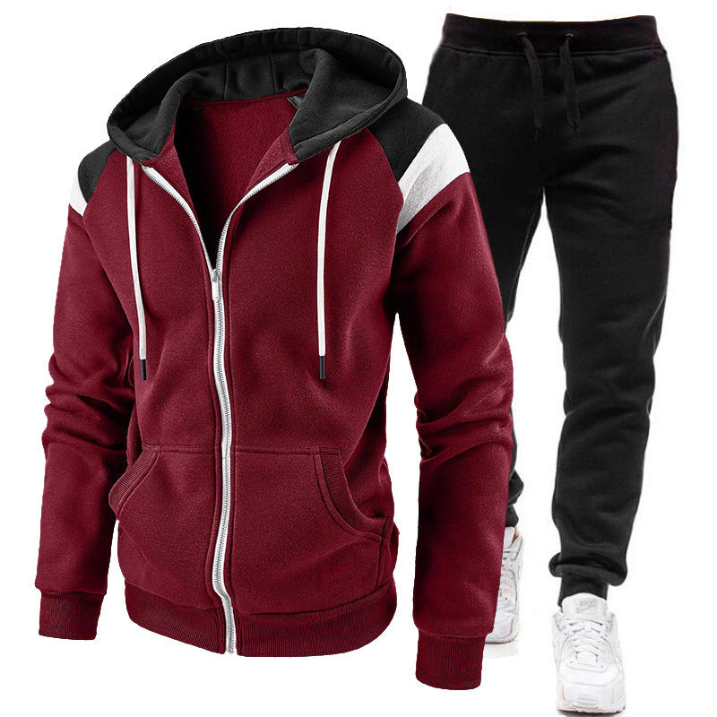 Herren Fashion Zip-Up Hoodie Set – Sportlicher Trainingsanzug mit Kapuze