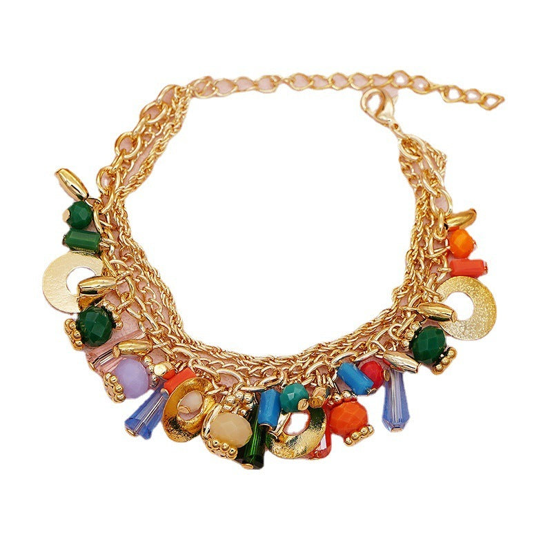 Böhmischen Glas Kristall Mischfarbe Multi-layer Perlenarmband