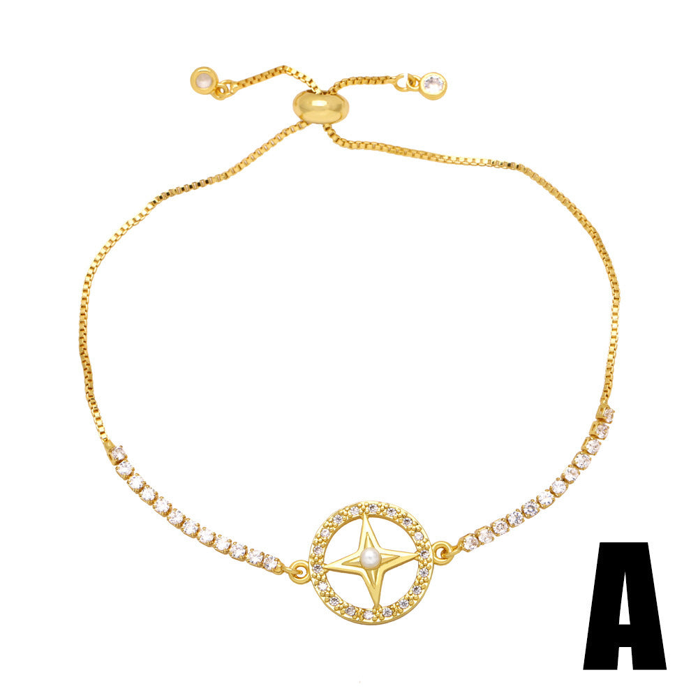 Geometrische Herzform Perle Zirkon Armband Einfach