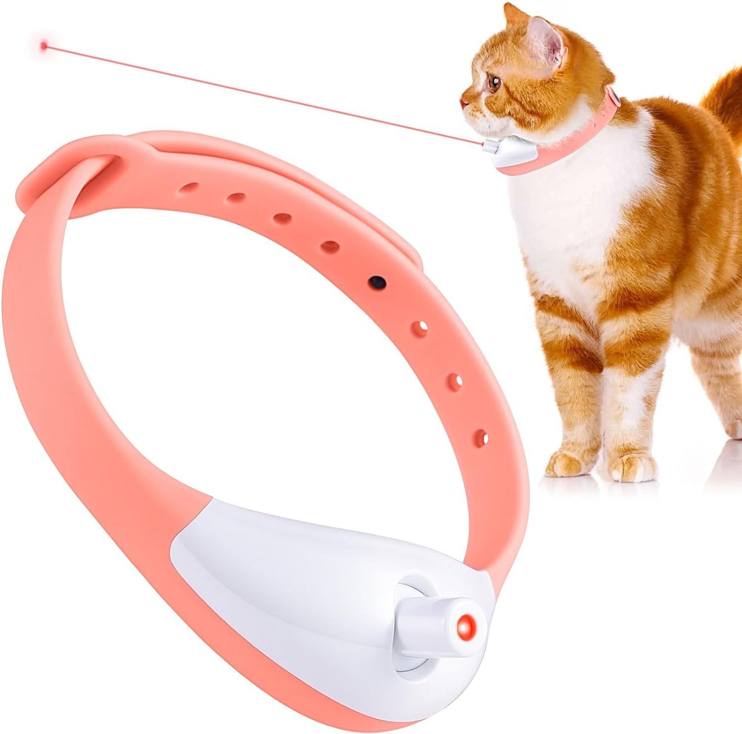 Tragbares automatisches Katzenspielzeug mit LED-Leuchten Elektrisches intelligentes amüsantes Halsband für Kätzchen Interaktives Katzenspielzeug für Indoor-Katzen Haustier-Übungsspielzeug USB Wiederaufladbare USB Wiederaufladbare Auto Ein Aus