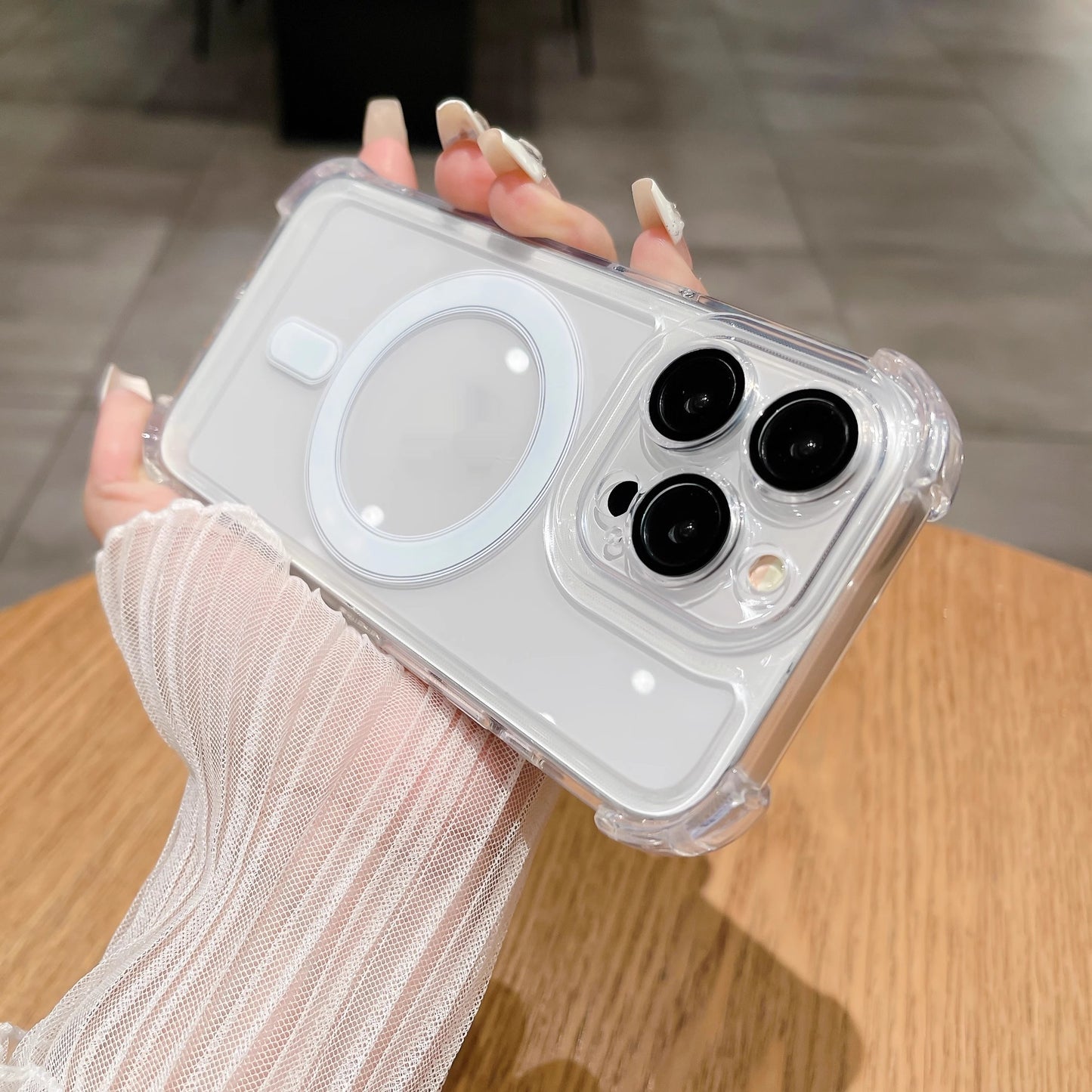 iPhone 15-16 Modelle/Transparente Ecken-Airbag-Schutzhülle mit Linsenschutz-All-inclusive-Schutzhülle geliefert