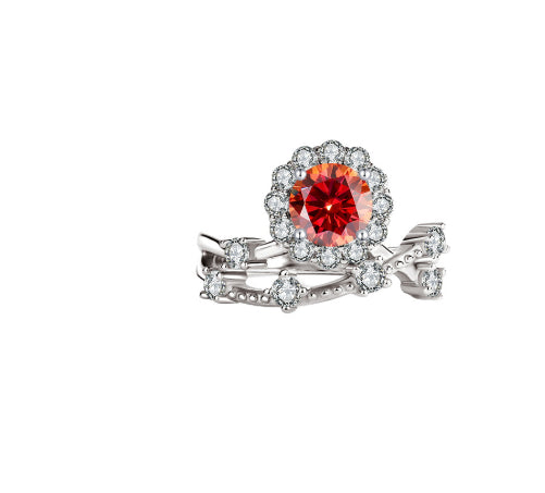 Moissanit-Ring für Damen aus Sterlingsilber mit Platinbeschichtung