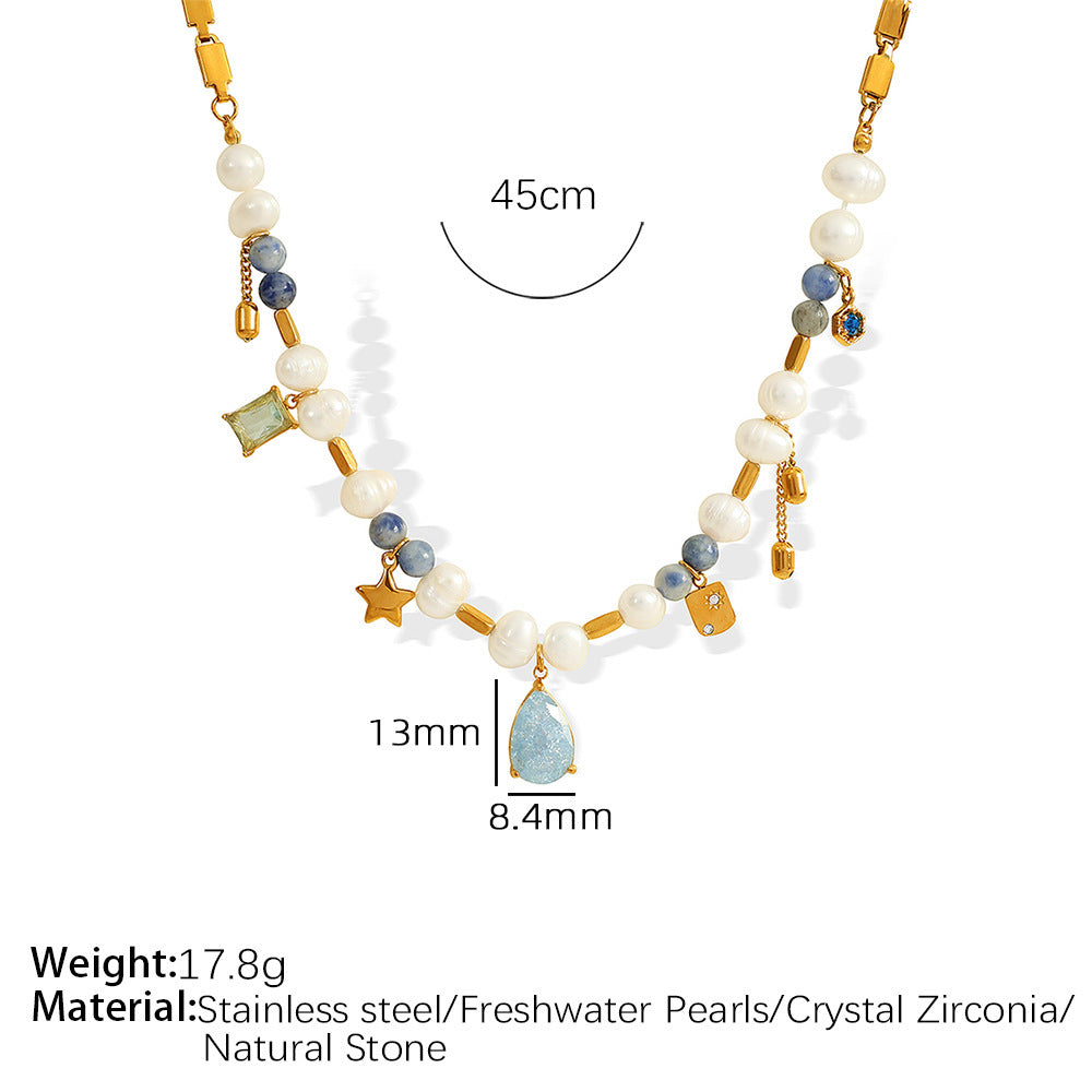 Französisch Stil Retro Erschwingliche Luxus High-grade Zirkon Naturstein Künstliche Perle Halskette