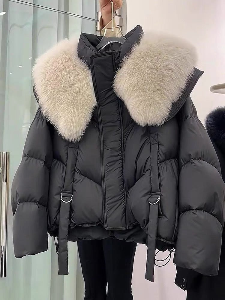 Gr. L-2XL / Winter Schwarz Baumwolle Gepolsterte Mantel
