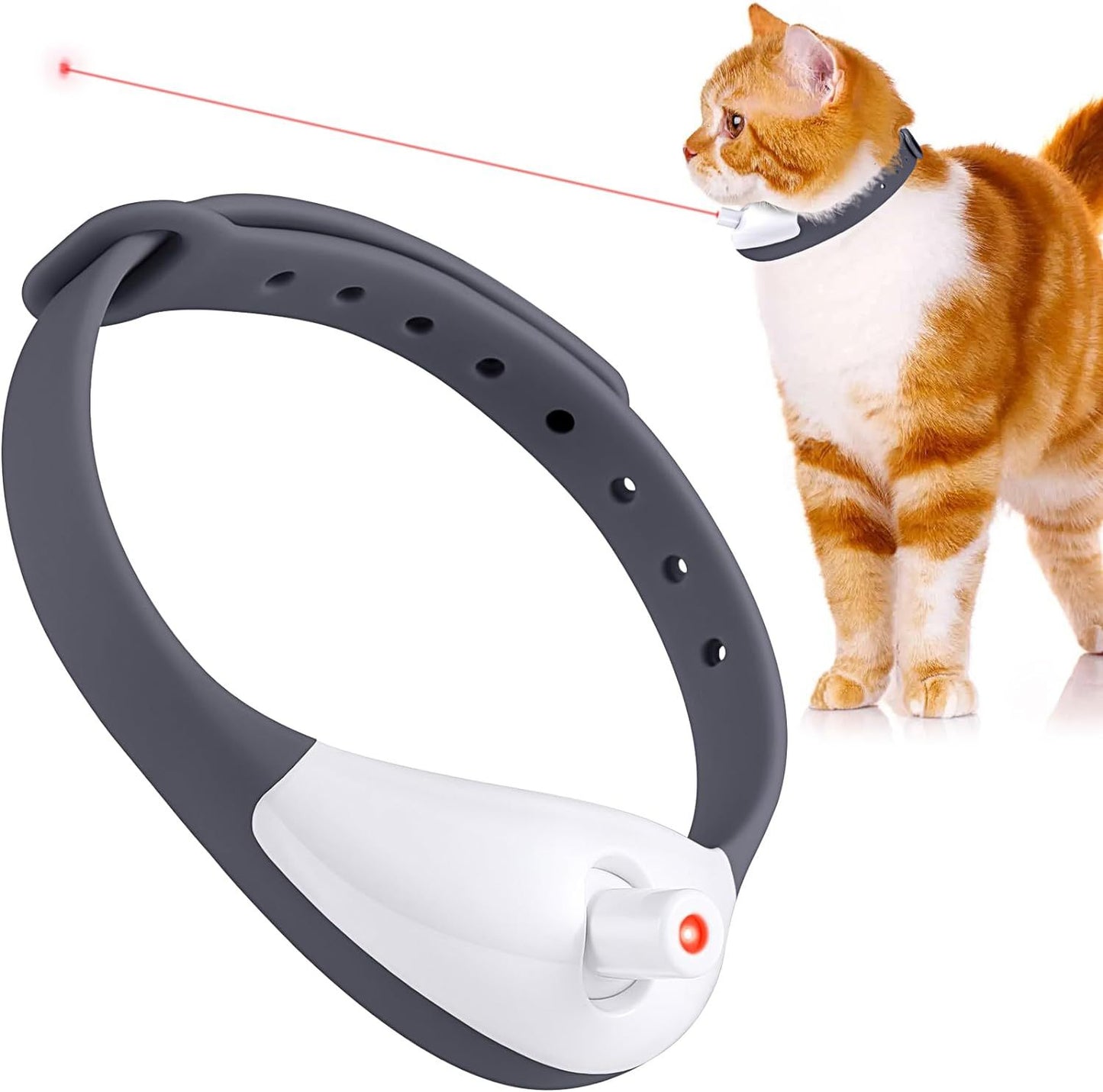 Tragbares automatisches Katzenspielzeug mit LED-Leuchten Elektrisches intelligentes amüsantes Halsband für Kätzchen Interaktives Katzenspielzeug für Indoor-Katzen Haustier-Übungsspielzeug USB Wiederaufladbare USB Wiederaufladbare Auto Ein Aus
