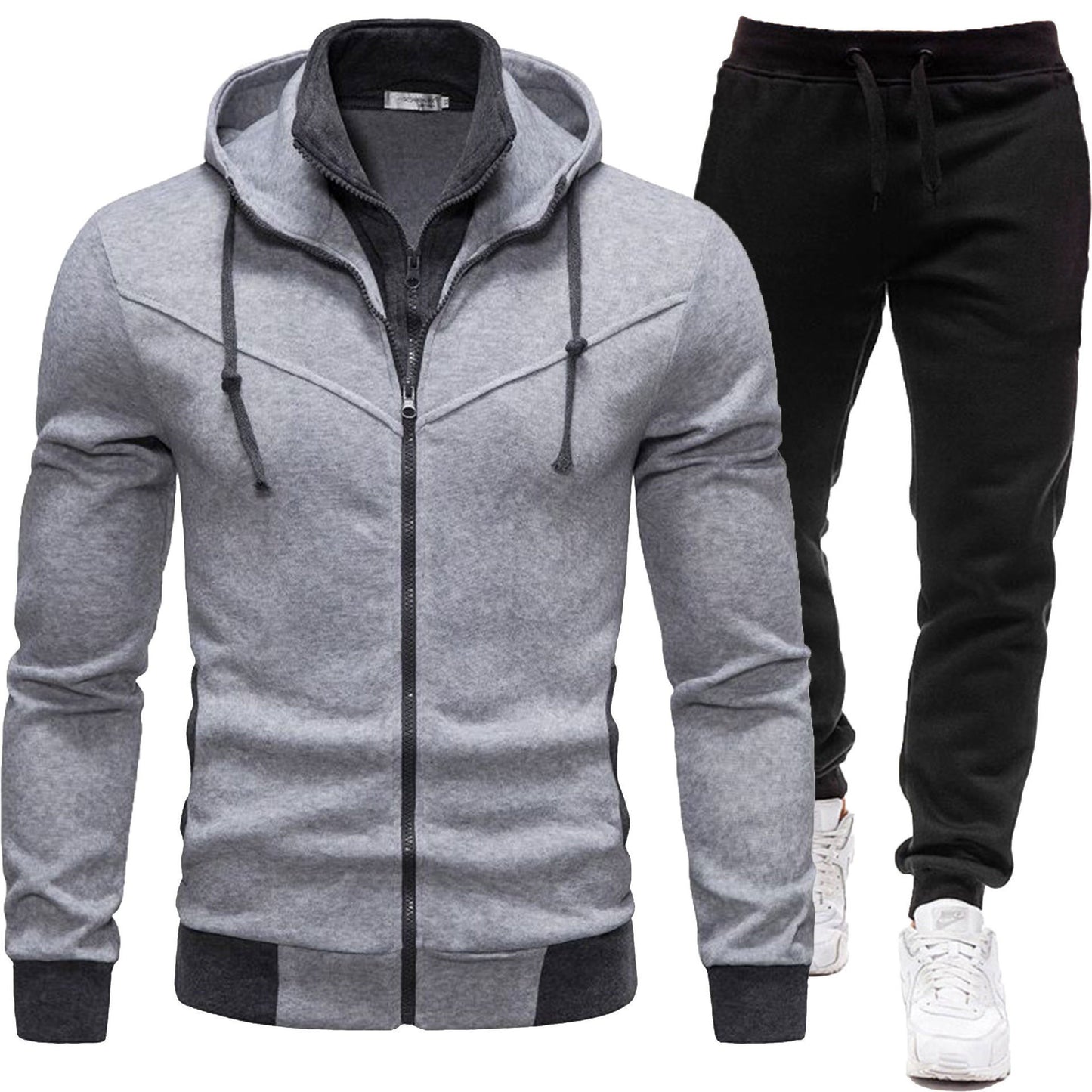 Patchworkjacke im Sportstil und lässige Langarmhose