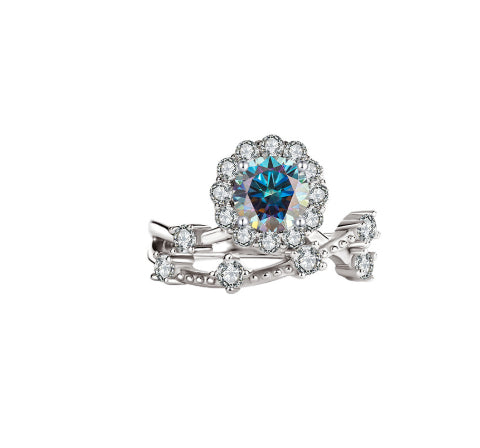 Moissanit-Ring für Damen aus Sterlingsilber mit Platinbeschichtung