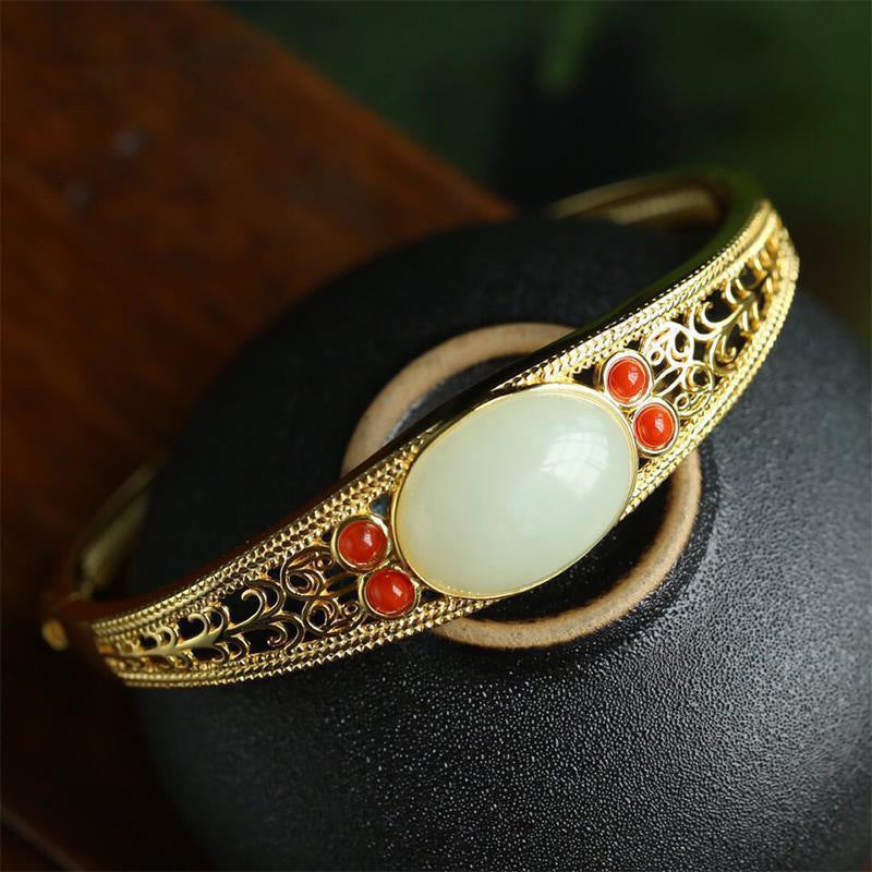 Mode Natürliche Hetian Sterling Silber Armband