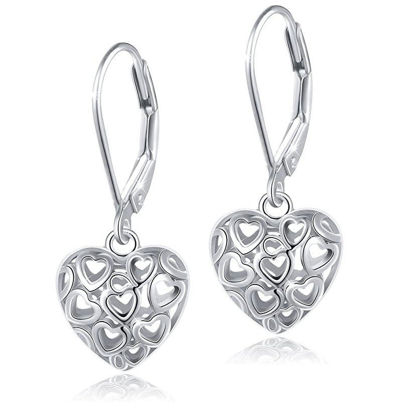 14K Gold Herzförmige Hohle Ohrringe für Damen