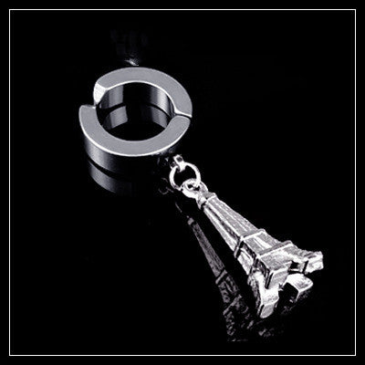 Schwarze Tassel-Ohrringe ohne Ohrloch mit Kreuz und Wolf für Damen & Herren