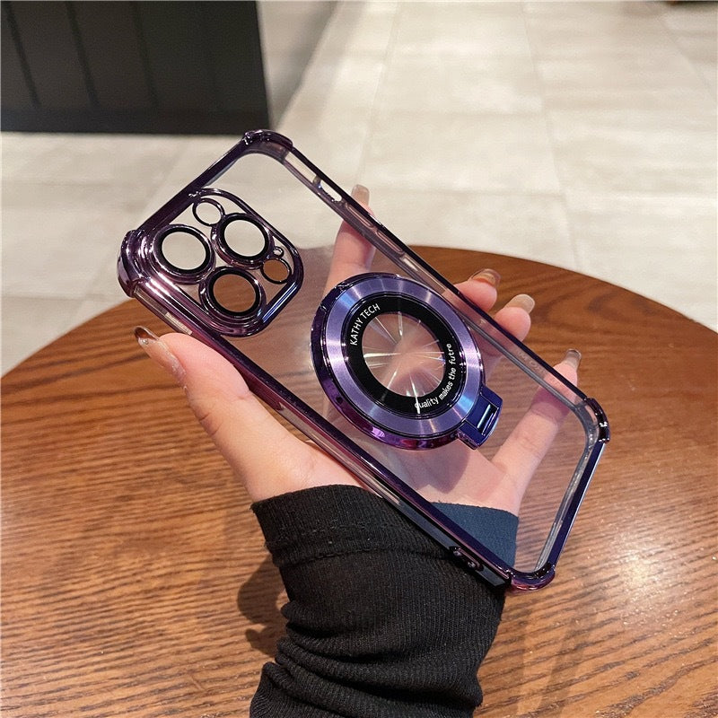 iPhone 14-16 Modelle/ Vier-Ecken-Fallschutzband Kurze Schwanzhalterung Transparent Mit Linsenschutz-Schutzhülle